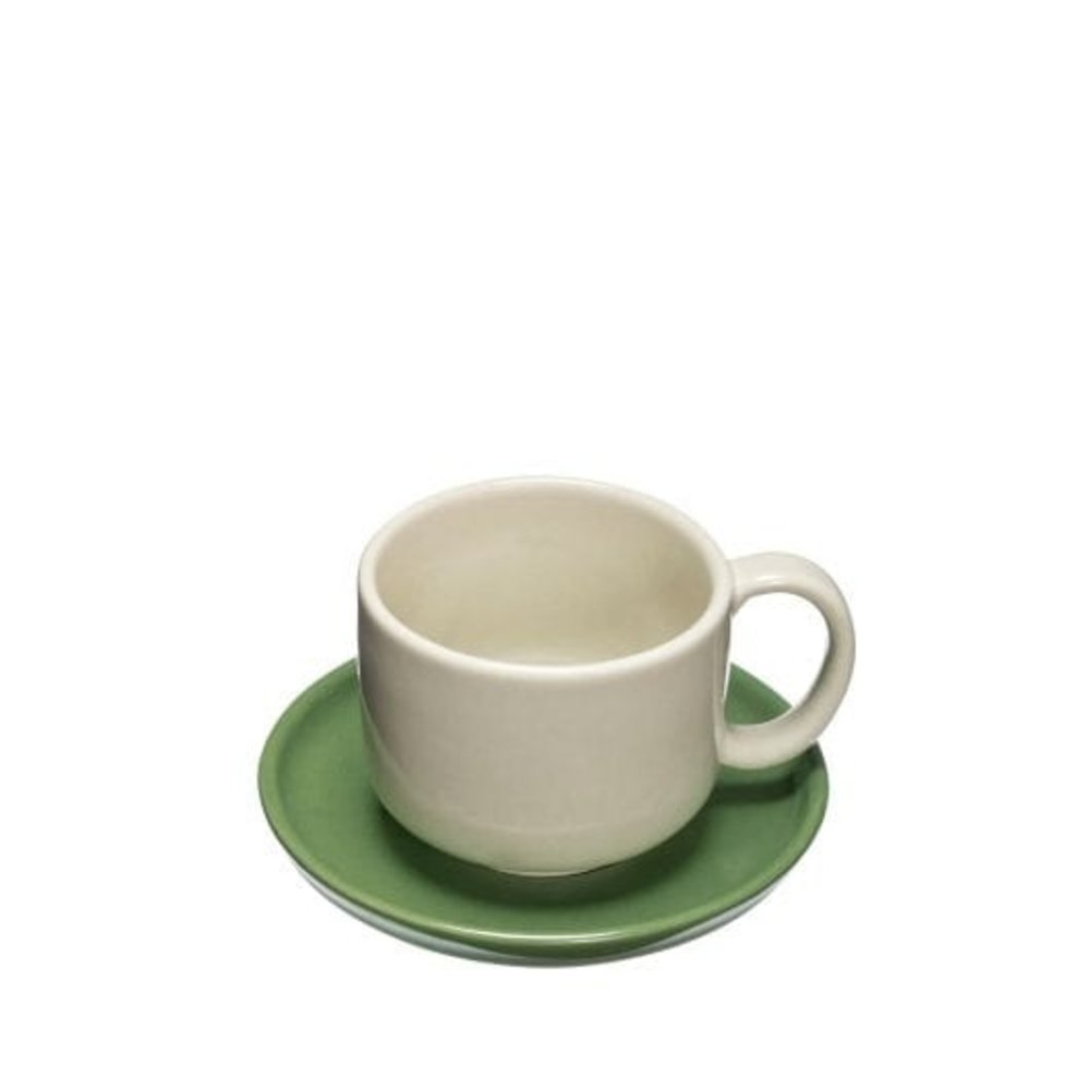 Hubsch Amare Tasse und Untertasse Sand/Grün 4er-Set - 211706 Hubsch Amare Tasse und Untertasse Sand/Grün 4er-Set - 211706