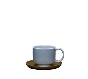 Hubsch Amare tasse et soucoupe bleu/olive set de 4 pièces