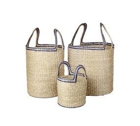 Broste Copenhagen Cestas Lykke azul set de 3 piezas
