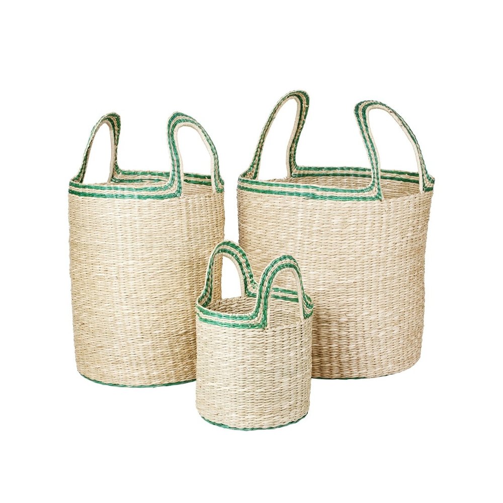 Broste Copenhagen Cestas Lykke verde set de 3 piezas - 14420258