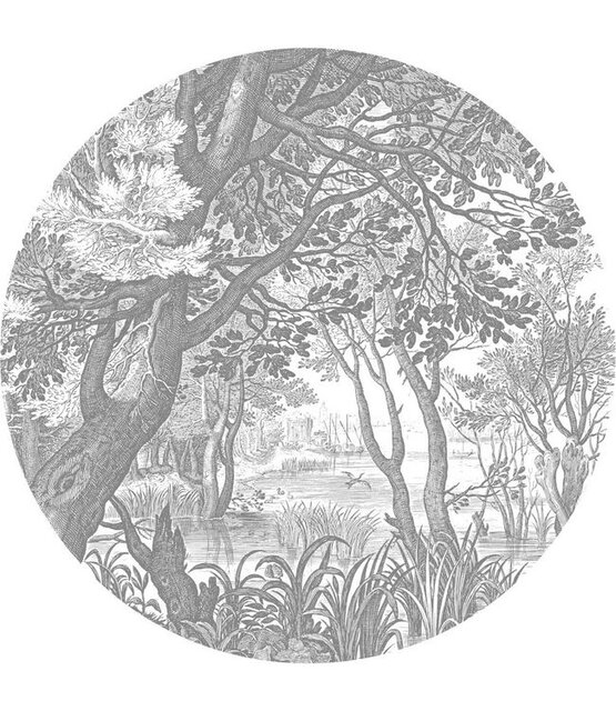 KEK Amsterdam Graverad landskap tapet cirkel SC-044 - ø142,5cm