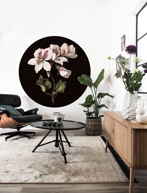 KEK Amsterdam Vit blommig tapetcirkel SC-071 ø142,5cm