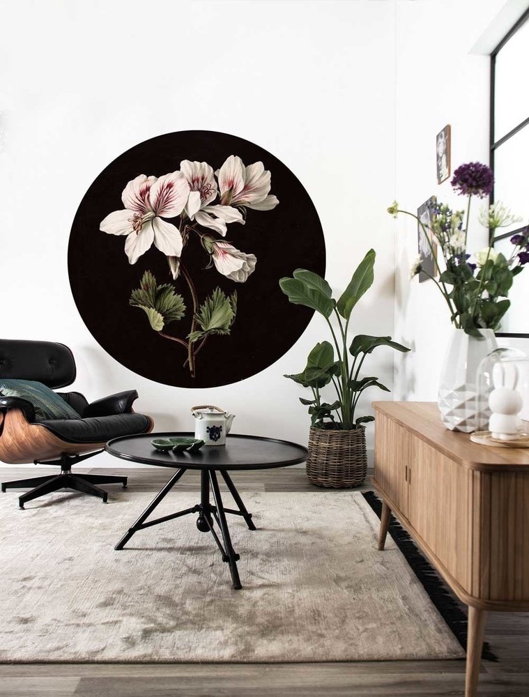 KEK Amsterdam Papel pintado floral blanco círculo CK-071 ø190cm