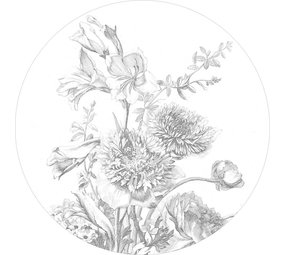 KEK Amsterdam Graveret blomster cirkel tapet CK-061 - ø190cm KEK Amsterdam Graveret blomster cirkel tapet CK-061 - ø190cm