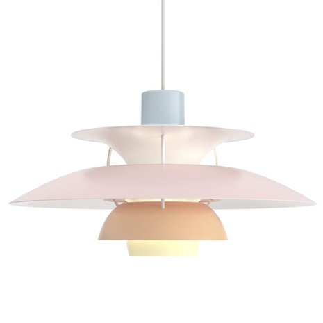 Louis Poulsen PH 5 hanging lamp blue rose peach - LIVING AND CO.