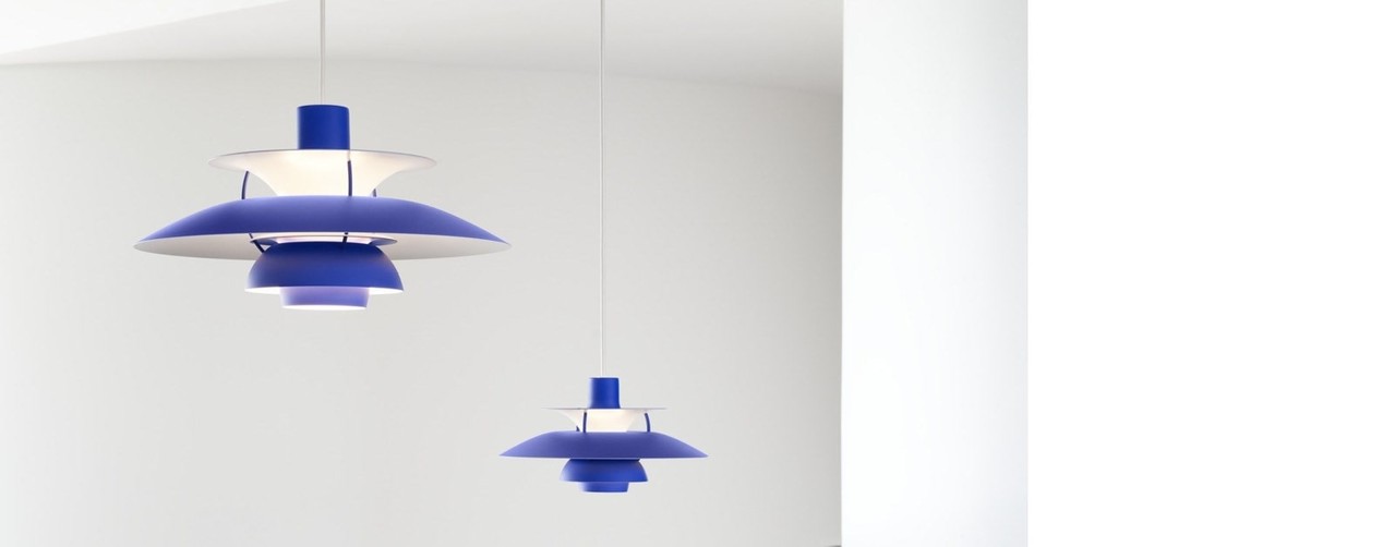 Louis Poulsen PH 5 mini hanging lamp monochrome blue - 5741104587 Louis Poulsen PH 5 mini hanging lamp monochrome blue - 5741104587