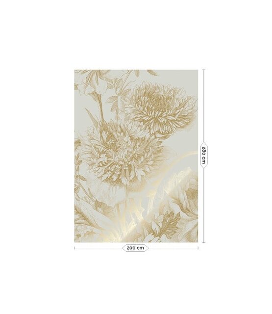 KEK Amsterdam Papel pintado floral grabado dorado arena MW-143 200x280cm