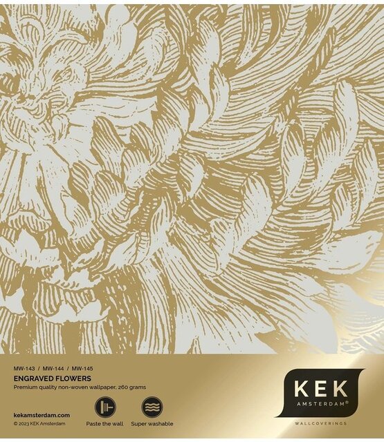 KEK Amsterdam Gull Gravert blomstertapet sand MW-144 300x280cm