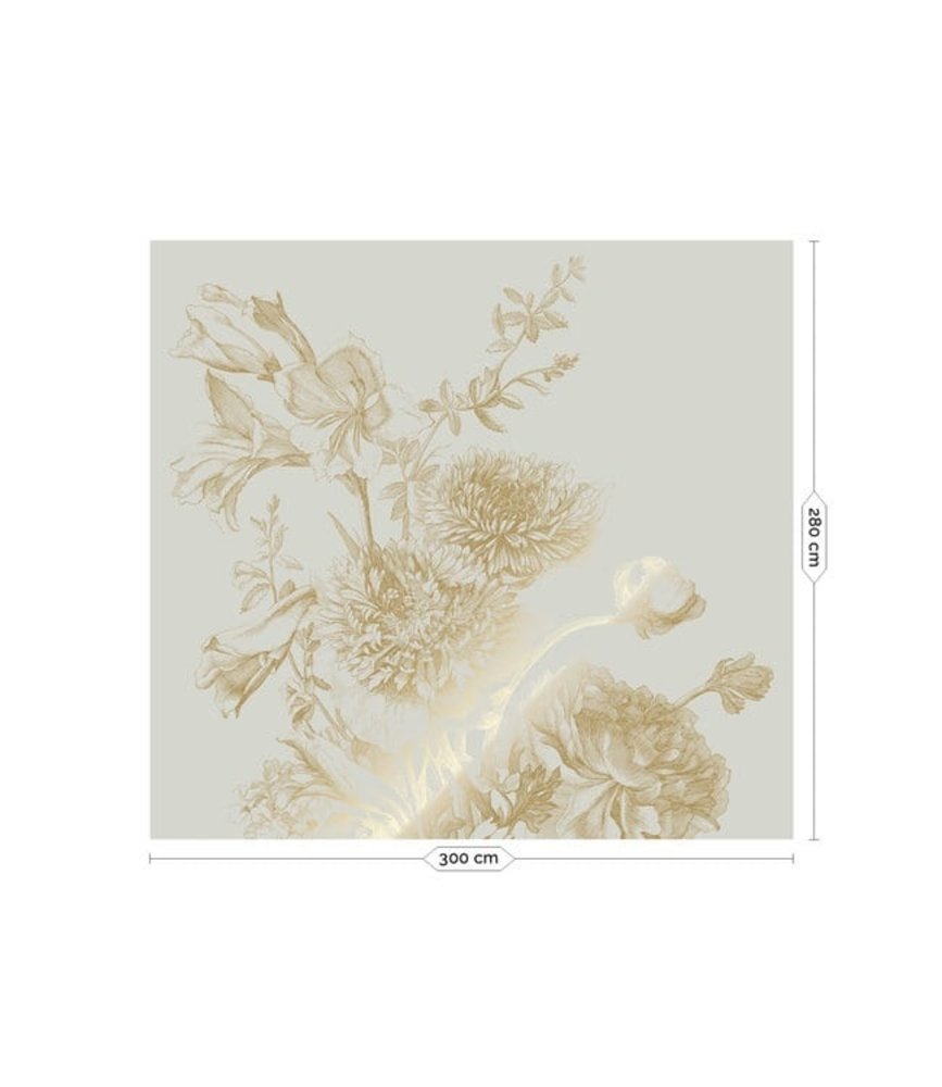 KEK Amsterdam Papier peint floral gravé or sable MW-144 300x280cm