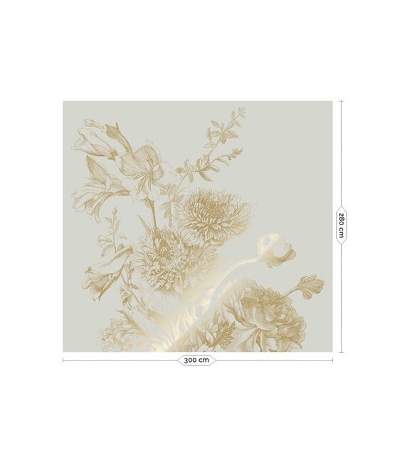 KEK Amsterdam Gull Gravert blomstertapet sand MW-144 300x280cm