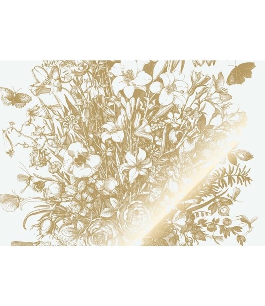 KEK Amsterdam Papier peint floral gravé doré blanc cassé MW-131 200x280cm