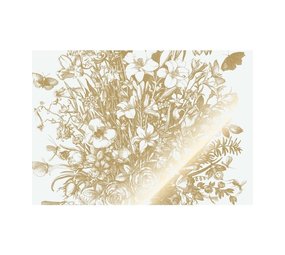 KEK Amsterdam Papel pintado floral grabado dorado blanco roto MW-131 200x280cm