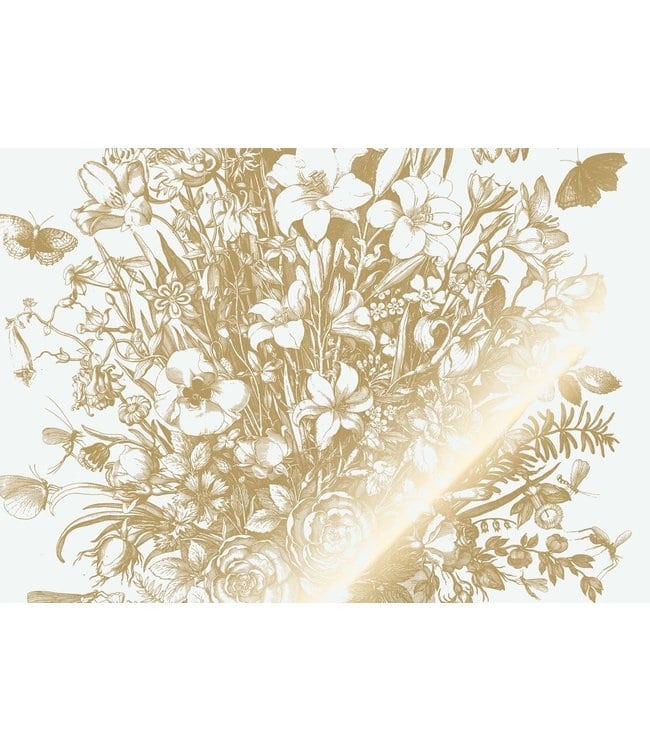 KEK Amsterdam Papier peint floral gravé doré blanc cassé MW-131 200x280cm