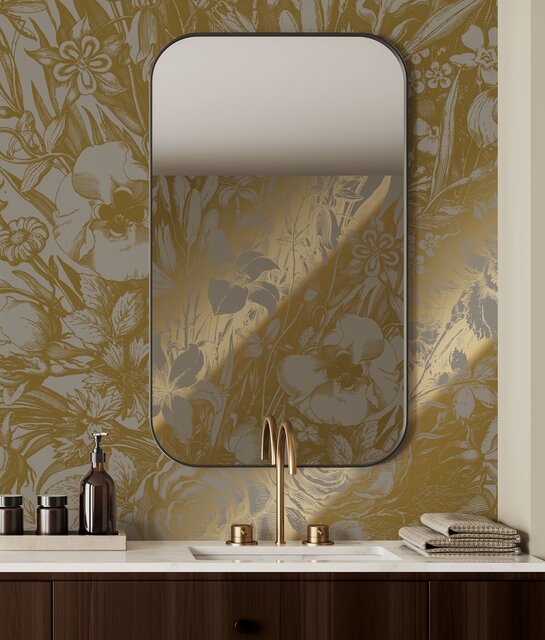 KEK Amsterdam Gold Engraved floral wallpaper gray MW-140 200x280cm