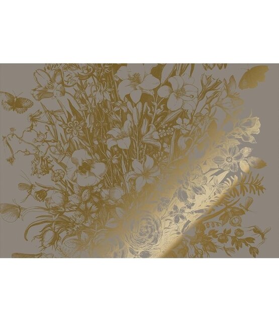 KEK Amsterdam Gold Engraved floral wallpaper gray MW-140 200x280cm