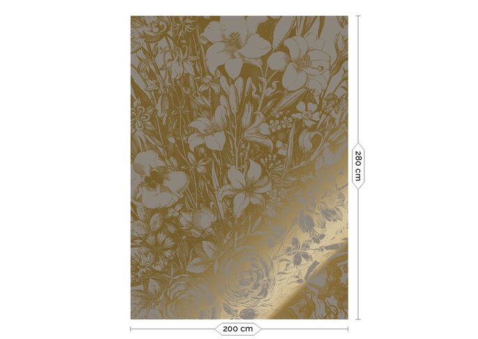 KEK Amsterdam Gold Engraved floral wallpaper gray MW-140 200x280cm