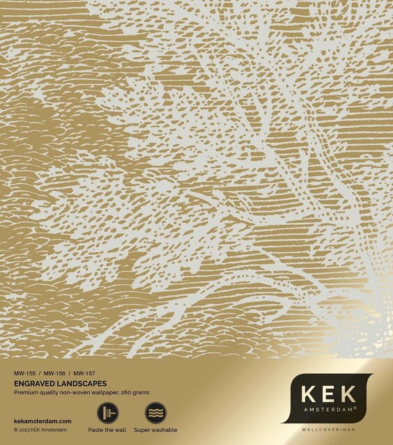 KEK Amsterdam Guldgraverad landskap tapet sand MW-156 300x280cm