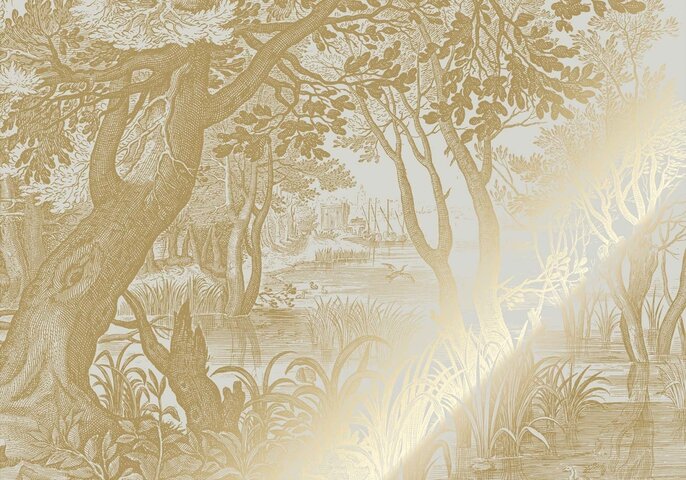 KEK Amsterdam Gold Engraved landscapes wallpaper sand MW-092 200x280cm
