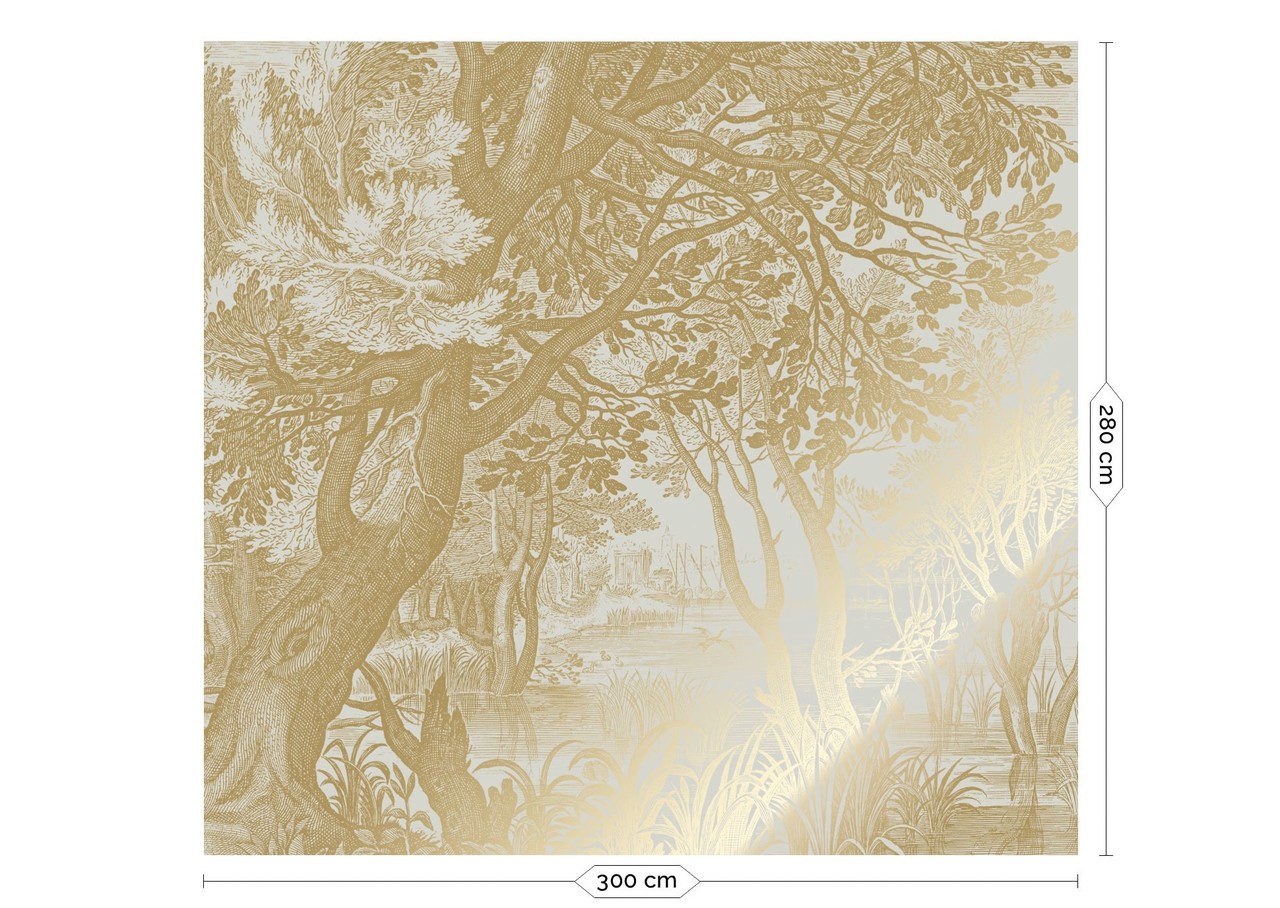 KEK Amsterdam Gold Engraved landscapes wallpaper sand MW-093 300x280cm