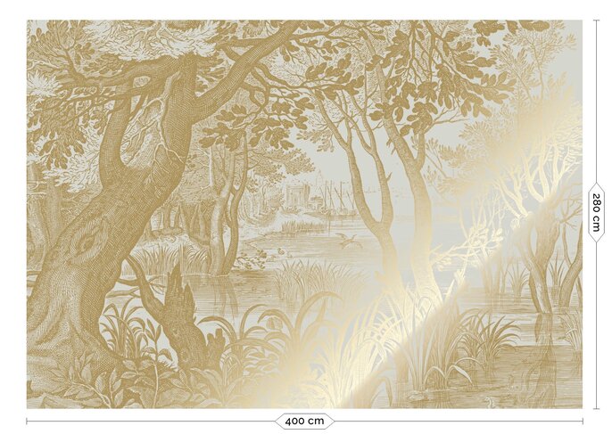 KEK Amsterdam Gold Engraved landscapes wallpaper sand MW-094 400x280cm