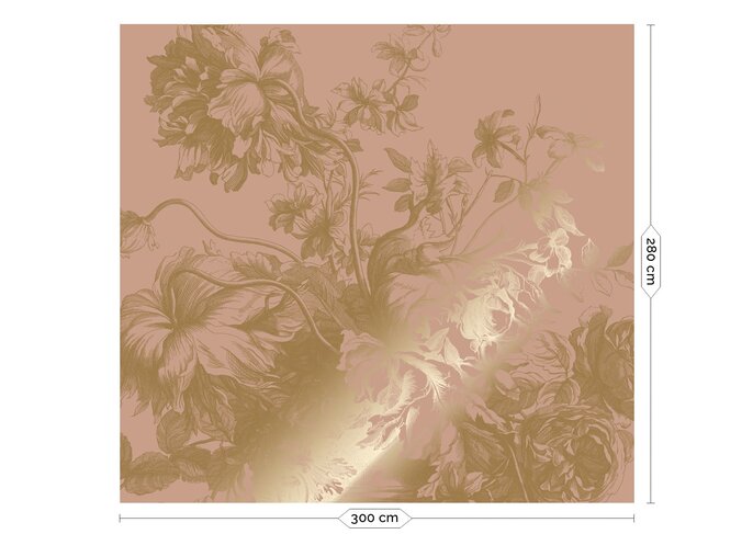KEK Amsterdam Papel pintado floral grabado dorado nude MW-120 300x280cm