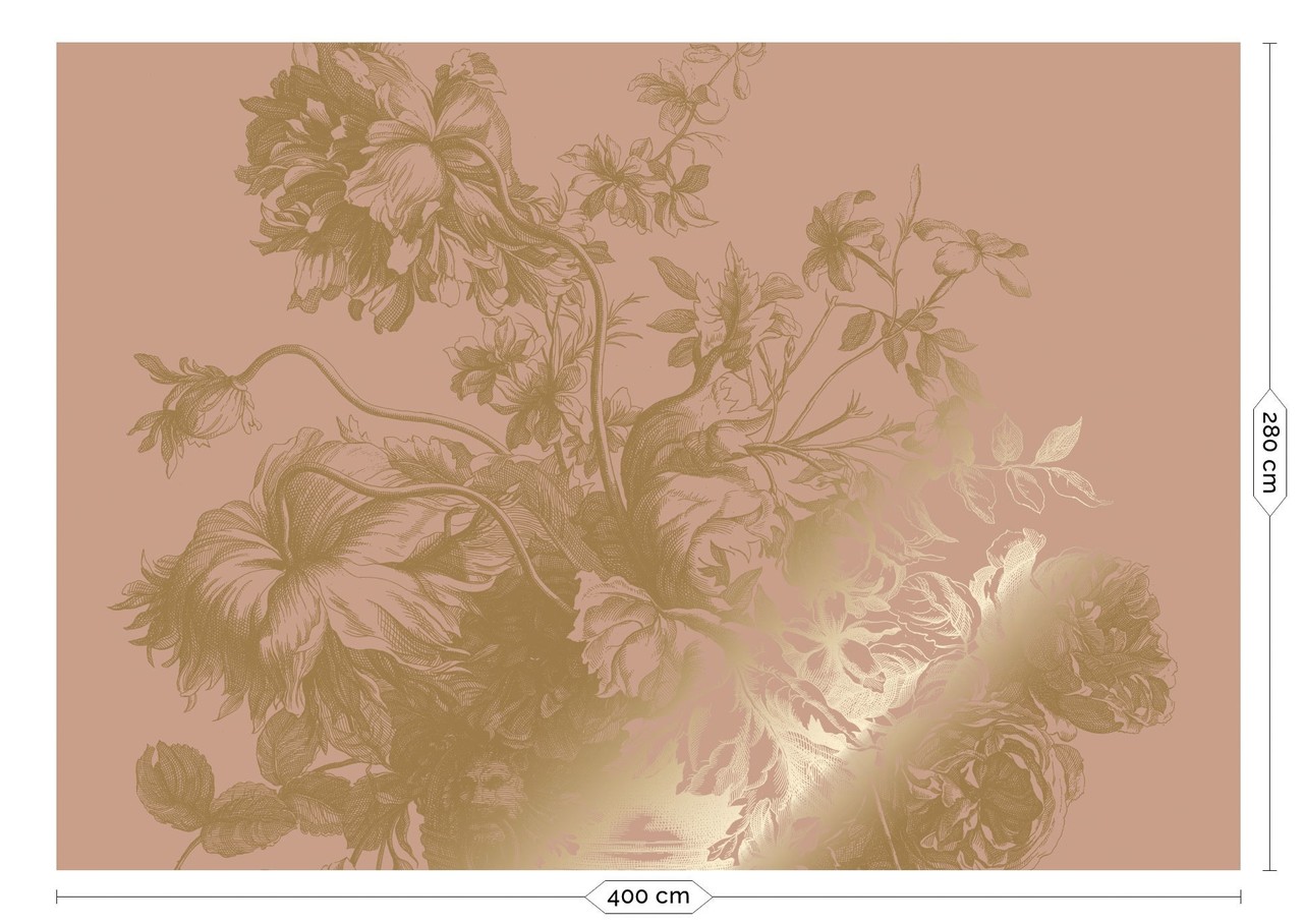 KEK Amsterdam Gold Engraved floral wallpaper nude MW-121 400x280cm