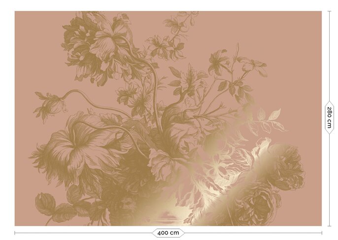 KEK Amsterdam Gold gravierte Blumentapete Nude MW-121 400x280cm