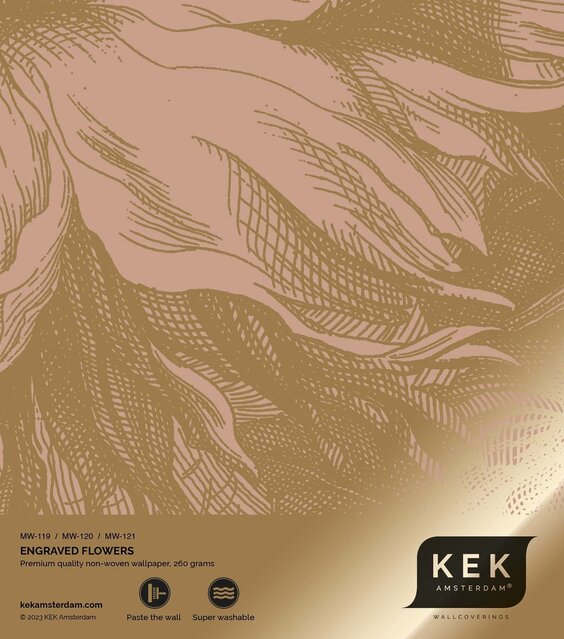 KEK Amsterdam Guldgraverad blommig tapet naken MW-121 400x280cm