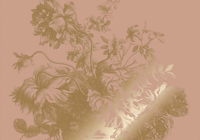 KEK Amsterdam Gold gravierte Blumentapete Nude MW-121 400x280cm