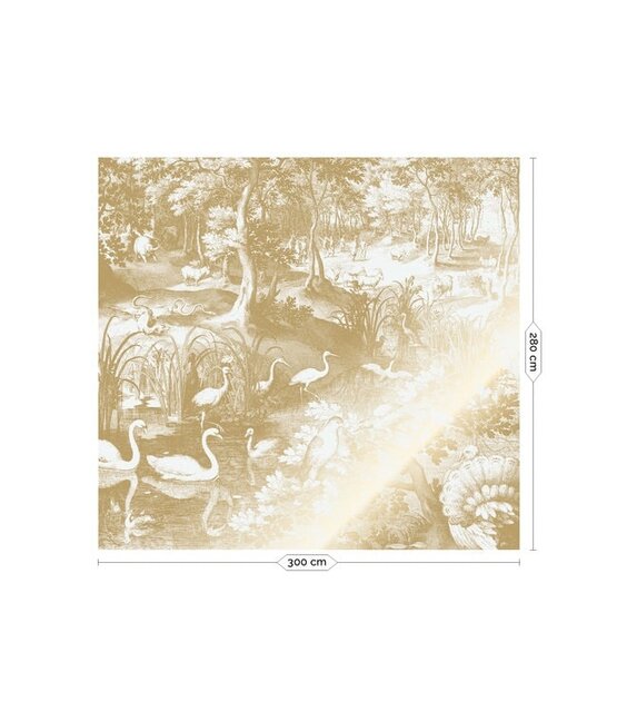 KEK Amsterdam Gullgravert landskapstapet off-white MW-102 300x280cm