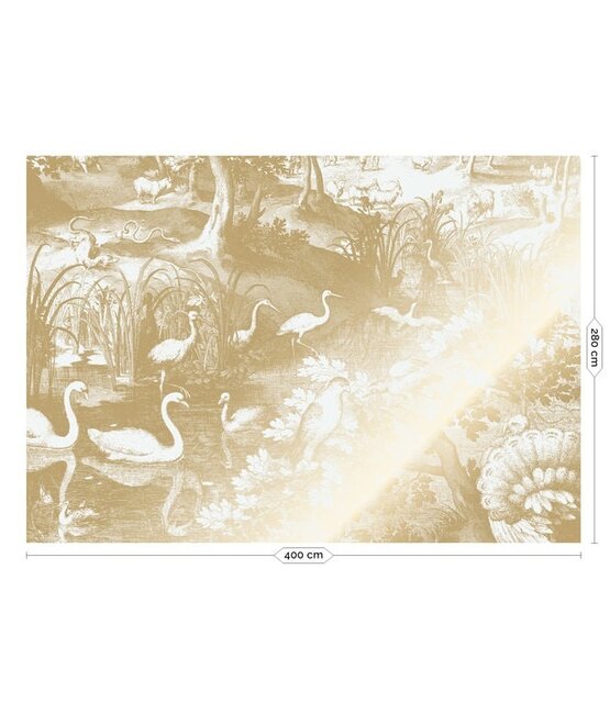 KEK Amsterdam Carta da parati con paesaggi incisi oro bianco sporco MW-103 400x280cm