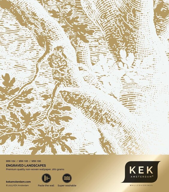 KEK Amsterdam Guldgraverad landskapstapet benvit MW-165 300x280cm