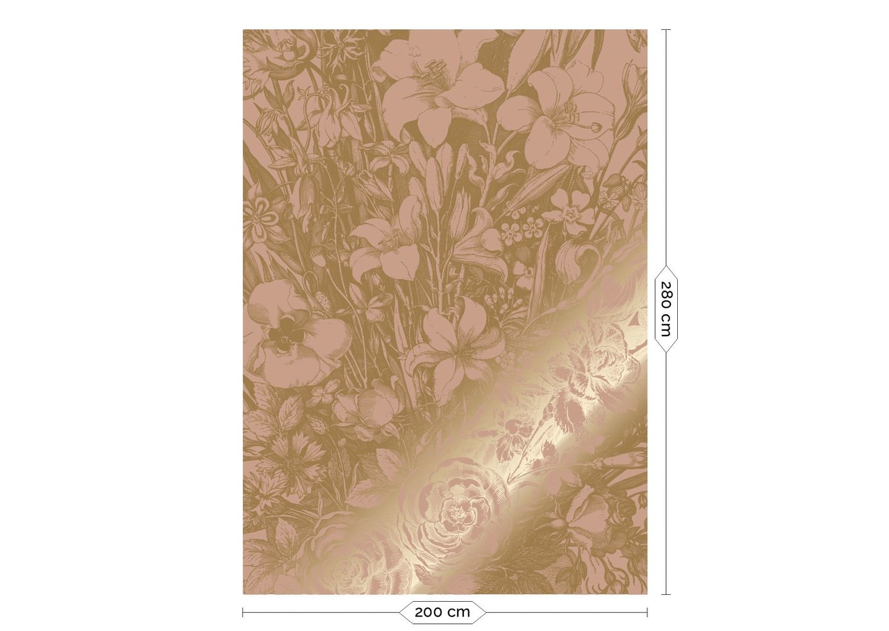 KEK Amsterdam Papel pintado floral grabado dorado MW-137 - 200x280cm