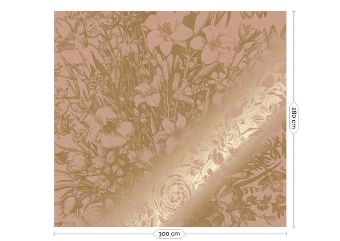 KEK Amsterdam Papier peint floral gravé doré MW-138 - 300x280cm
