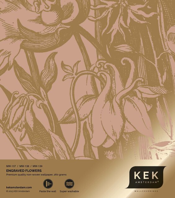 KEK Amsterdam Papier peint floral gravé doré MW-138 - 300x280cm