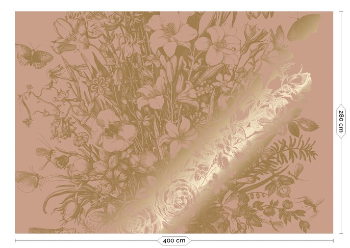 KEK Amsterdam Gravierte Blumentapete in Gold MW-139 - 400x280cm