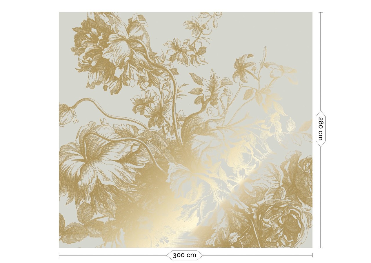 KEK Amsterdam Gull Gravert blomstertapet sand MW-117 300x280cm