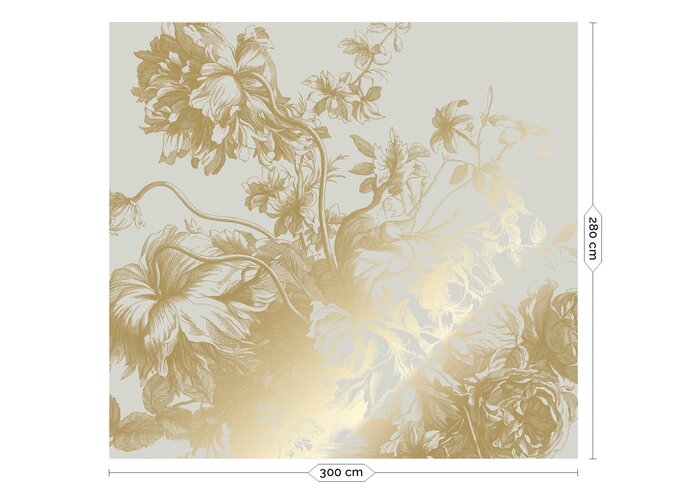 KEK Amsterdam Papel pintado floral grabado dorado arena MW-117 300x280cm