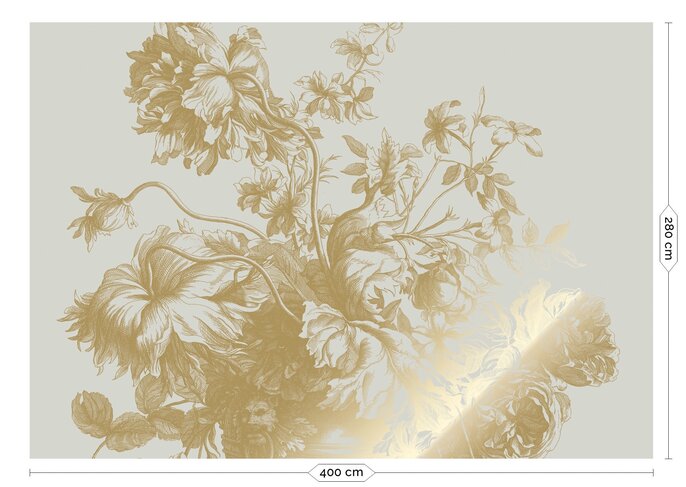 KEK Amsterdam Papier peint floral gravé or sable MW-118 400x280cm