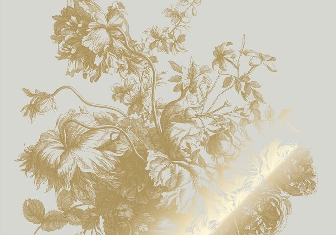 KEK Amsterdam Papel pintado floral grabado dorado arena MW-118 400x280cm