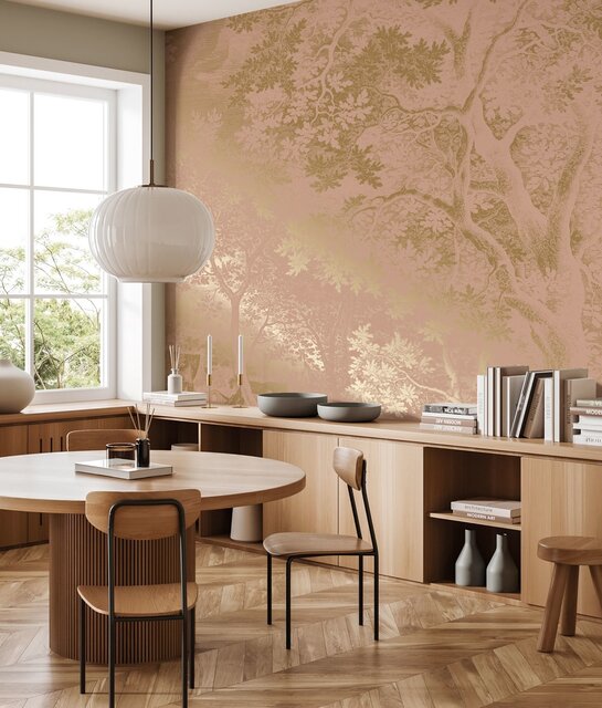 KEK Amsterdam Gold Engraved landscapes wallpaper nude MW-171 300x280cm