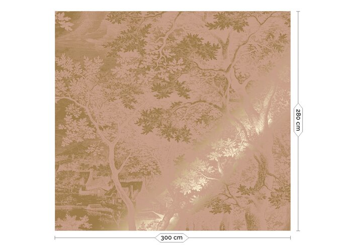 KEK Amsterdam Papel pintado paisajes grabados dorado nude MW-171 300x280cm