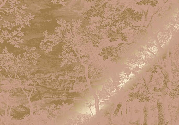 KEK Amsterdam Gold Engraved landscapes wallpaper nude MW-171 300x280cm