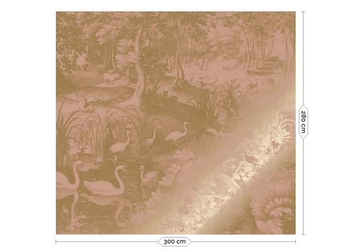 KEK Amsterdam Gold Engraved landscapes wallpaper nude MW-108 300x280cm