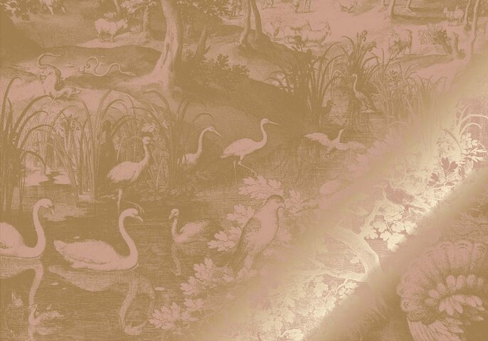 KEK Amsterdam Gold gravierte Landschaften Tapete Nude MW-108 300x280cm
