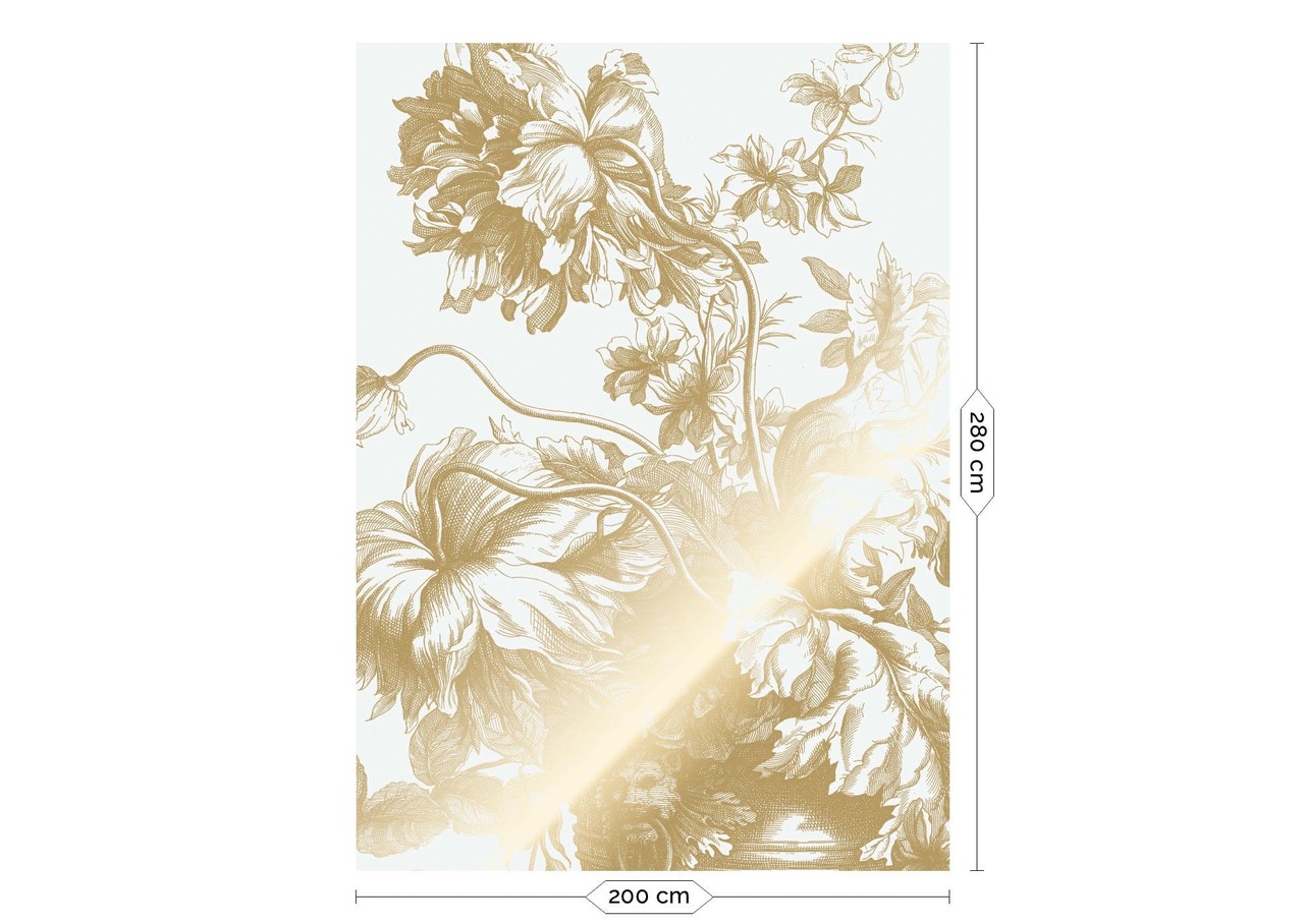 KEK Amsterdam Gullgravert blomstertapet off-white MW-113 200x280cm
