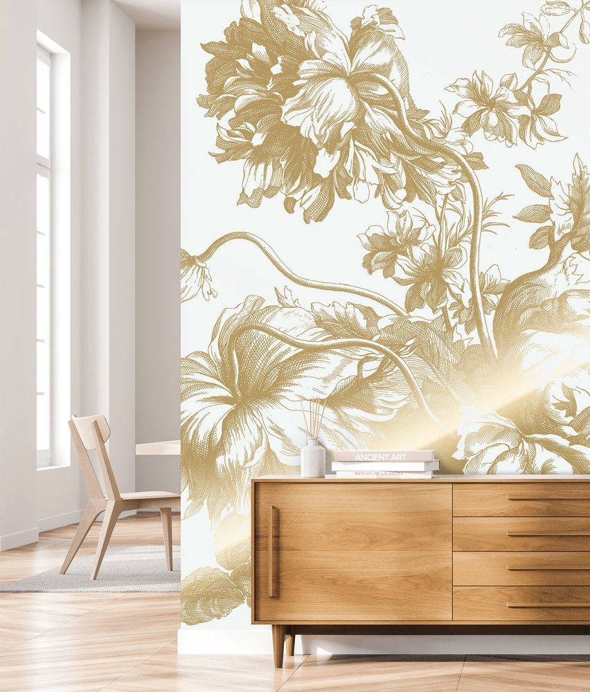 KEK Amsterdam Papel pintado floral grabado dorado blanco roto MW-115 400x280cm KEK Amsterdam Papel pintado floral grabado dorado blanco roto MW-115 400x280cm