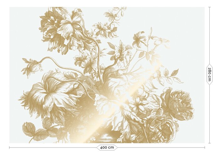 KEK Amsterdam Goud Engraved bloemen behang off-white MW-115 400x280cm