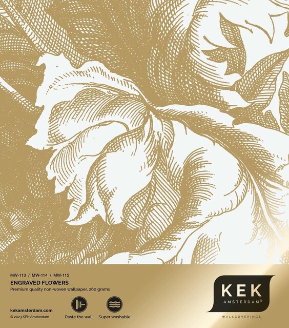 KEK Amsterdam Goud Engraved bloemen behang off-white MW-115 400x280cm
