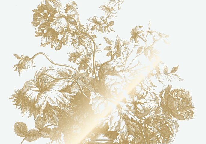 KEK Amsterdam Goud Engraved bloemen behang off-white MW-115 400x280cm